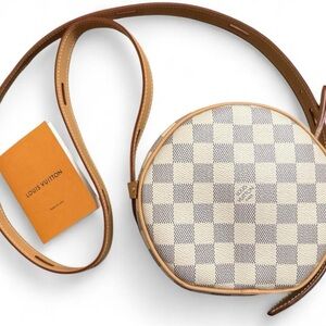 Louis Vuitton Boîte Chapeau Souple PM Crossbody Bag White Damier Pattern 9/10